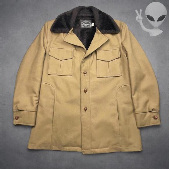 Vagabond Other - Vtg 70s The Vagabond Rich Sher Coat Mens 42 Tan Sherpa Lined Faux Fur Collar USA